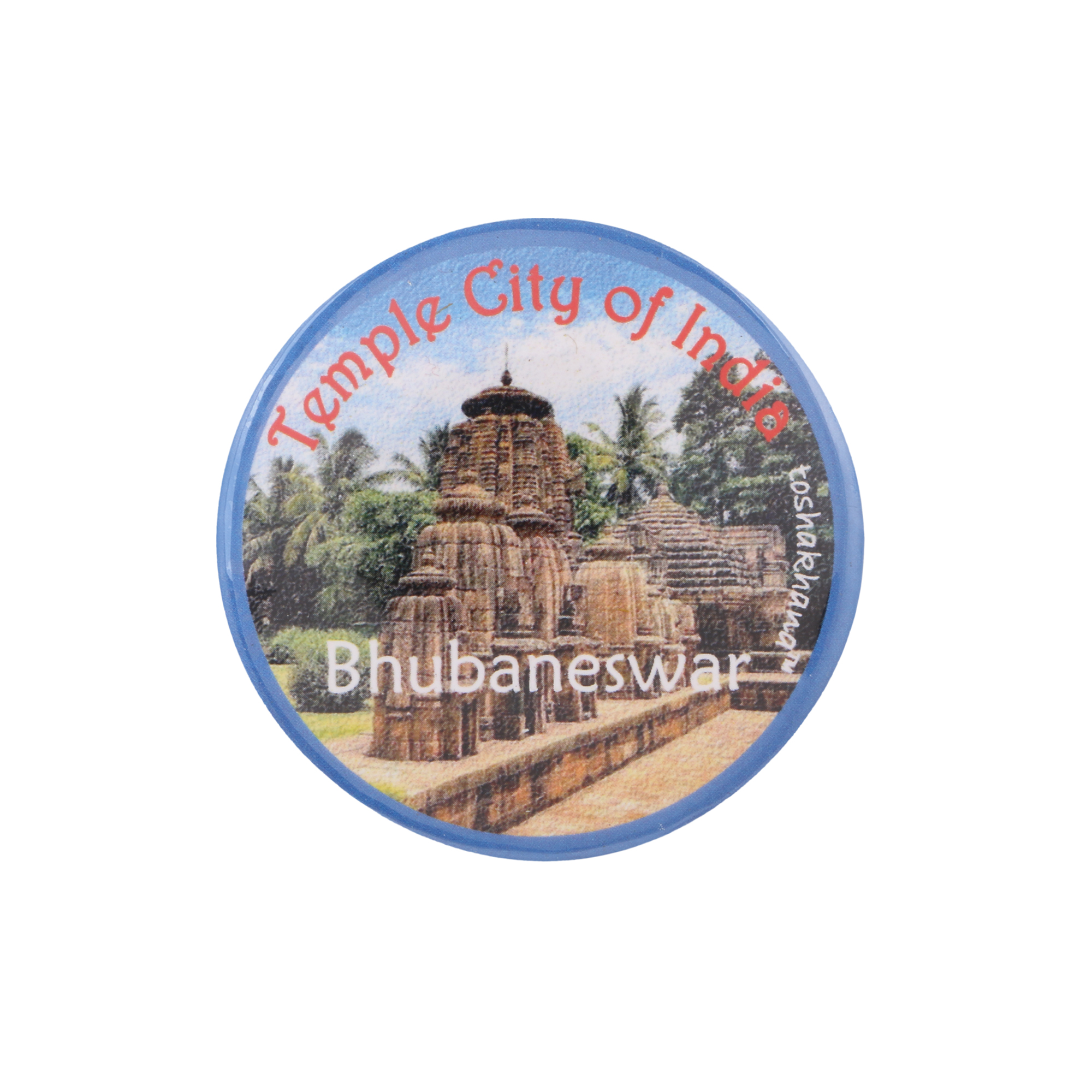 Button Pin Badge Cum Fridge Magnet Temple City of India Bhubanes